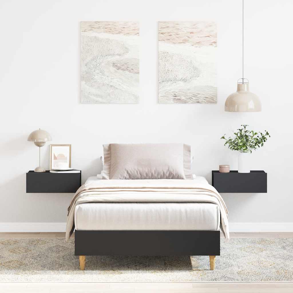 Bedframe matras zonder matras 100x200 cm spaanplaat zwart is nu te koop bij PeponiXL, paradijselijk wonen!
