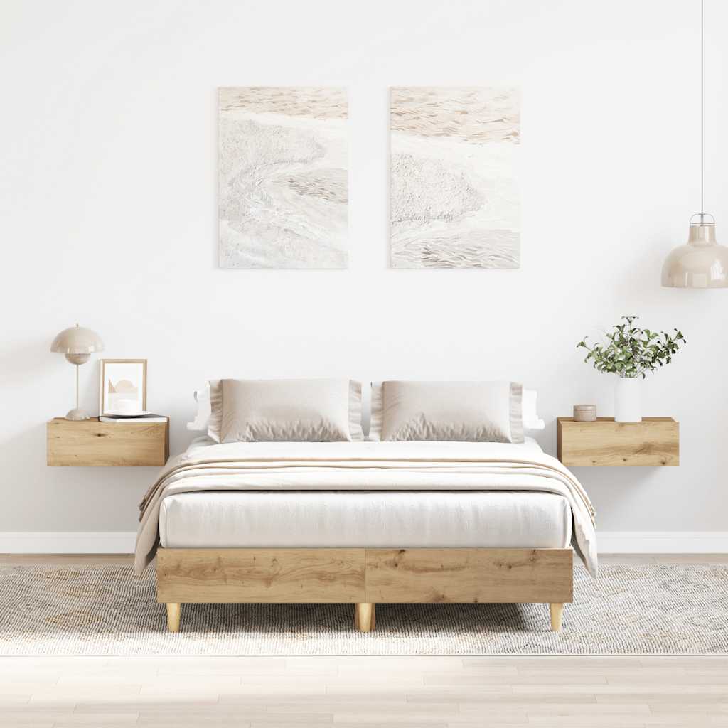 Bedframe zonder matras spaanplaat ambachtelijk eikenkleurig is nu te koop bij PeponiXL, paradijselijk wonen!