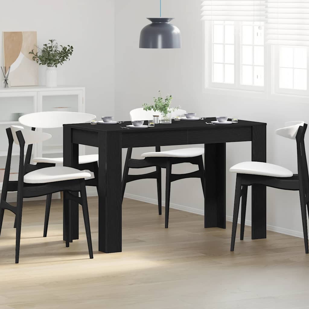 Eettafel 120x60x76 cm spaanplaat zwart eikenkleurig is nu te koop bij PeponiXL, paradijselijk wonen!
