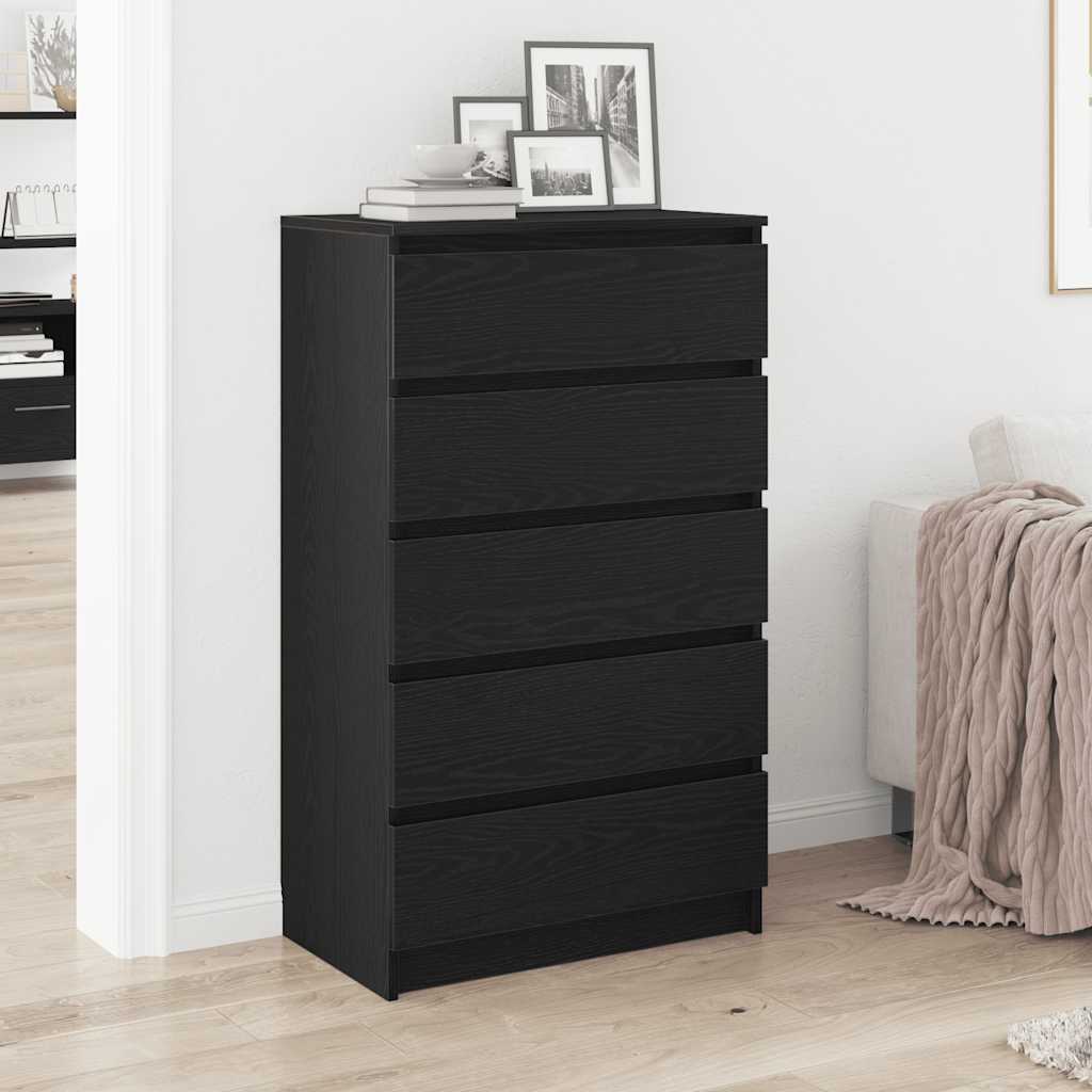 Ladekast 60x36x103 cm bewerkt hout zwart eikenkleur is nu te koop bij PeponiXL, paradijselijk wonen!