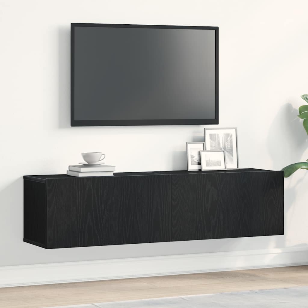 Tv-meubel 120x30x30,5 cm spaanplaat zwart eikenkleurig is nu te koop bij PeponiXL, paradijselijk wonen!