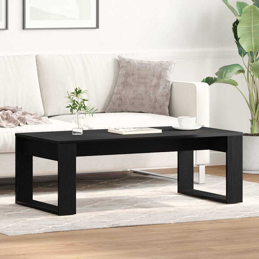Salontafel Zwart Eiken 102 x 50 x 35 cm Bewerkt hout is nu te koop bij PeponiXL, paradijselijk wonen!