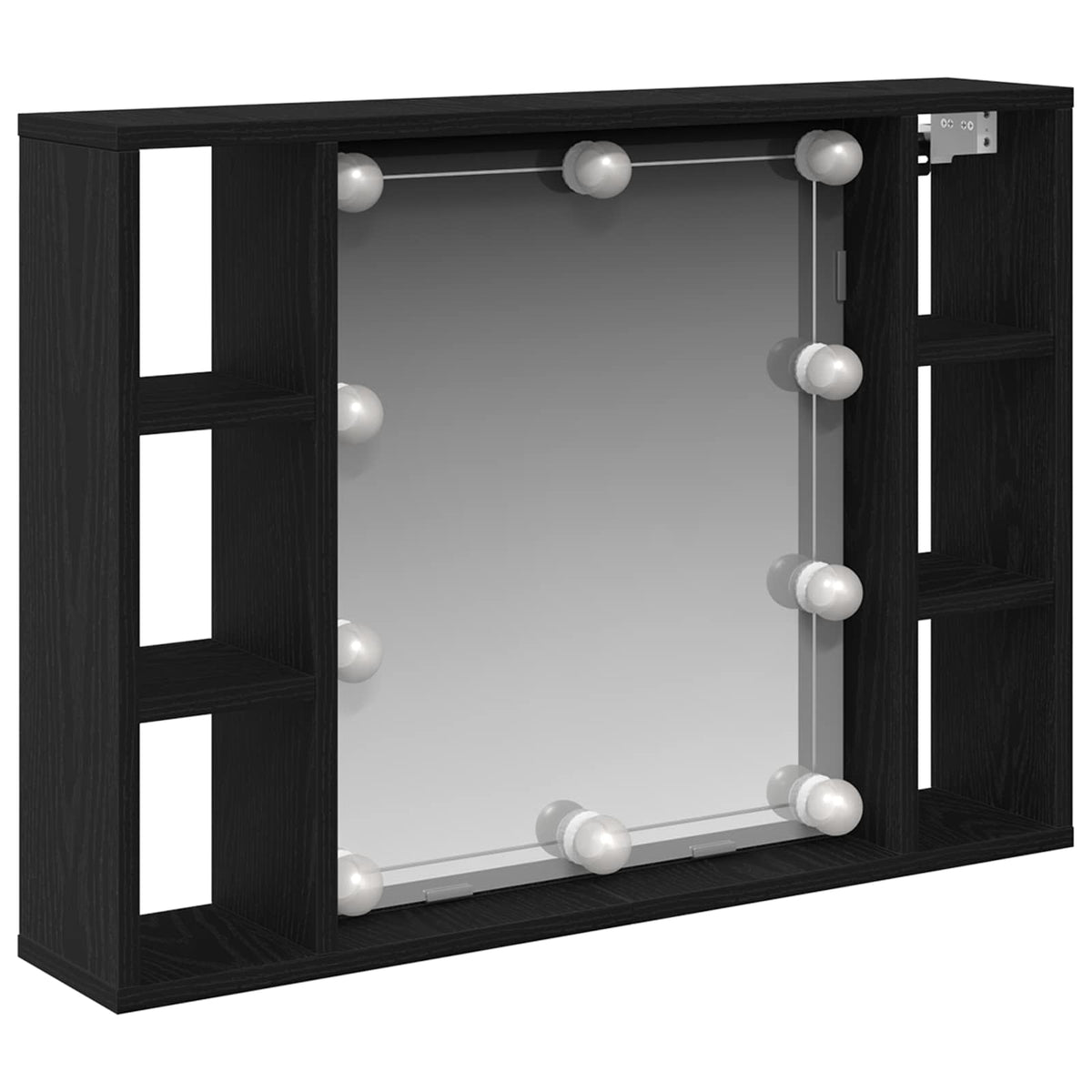 Spiegelkast met plank Zwart Eiken 76 x 15 x 55 cm Bewerkt hout is nu te koop bij PeponiXL, paradijselijk wonen!