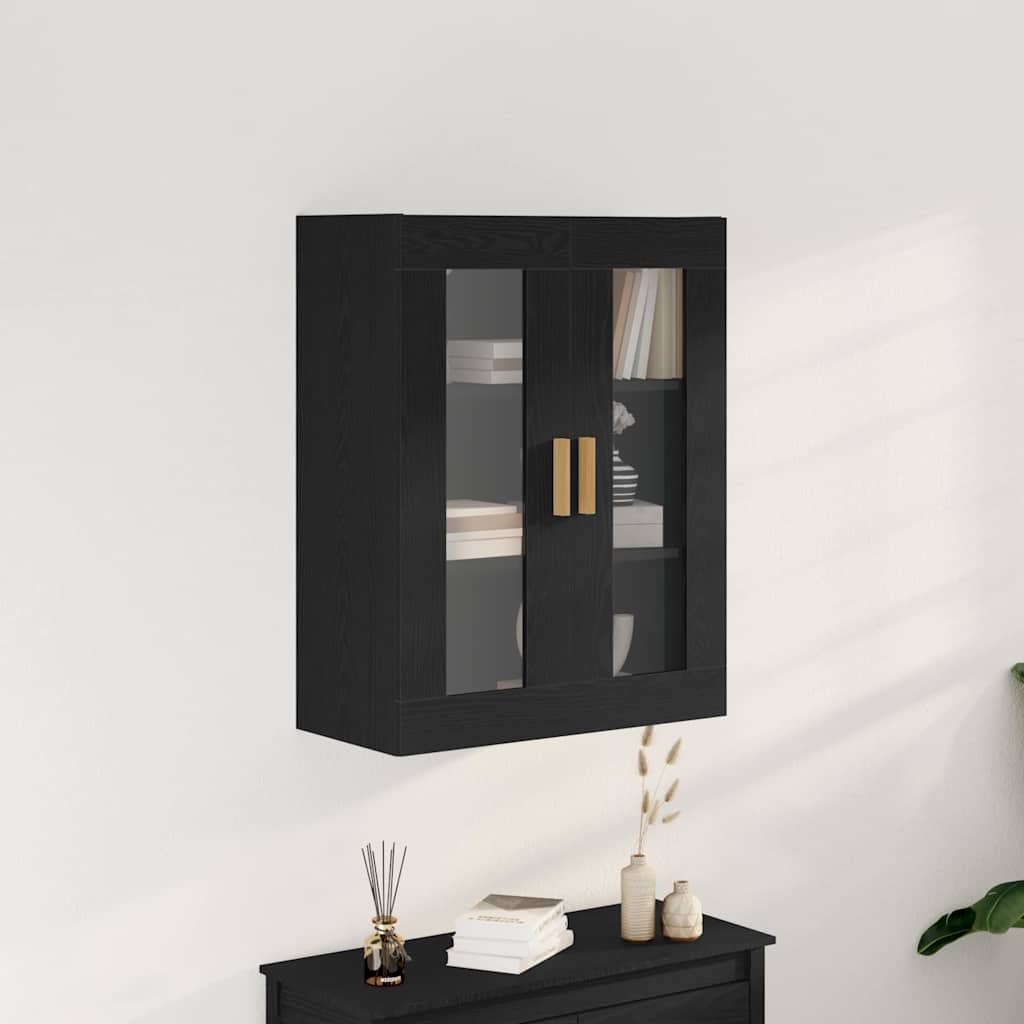 Wandkast Zwart Eiken 69,5 x 34 x 90 cm Bewerkt hout is nu te koop bij PeponiXL, paradijselijk wonen!