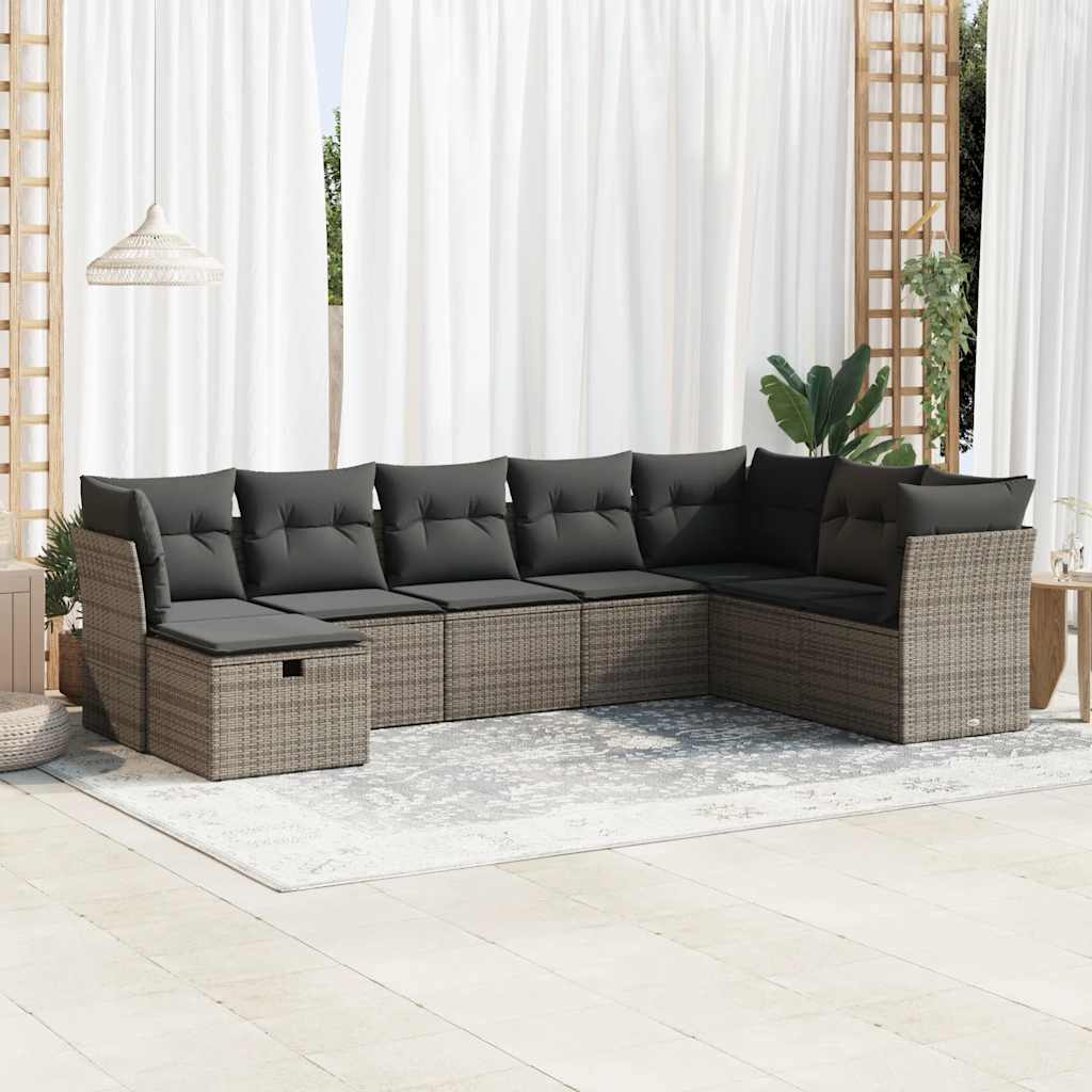 8-delige Loungeset met kussens poly rattan grijs is nu te koop bij PeponiXL, paradijselijk wonen!