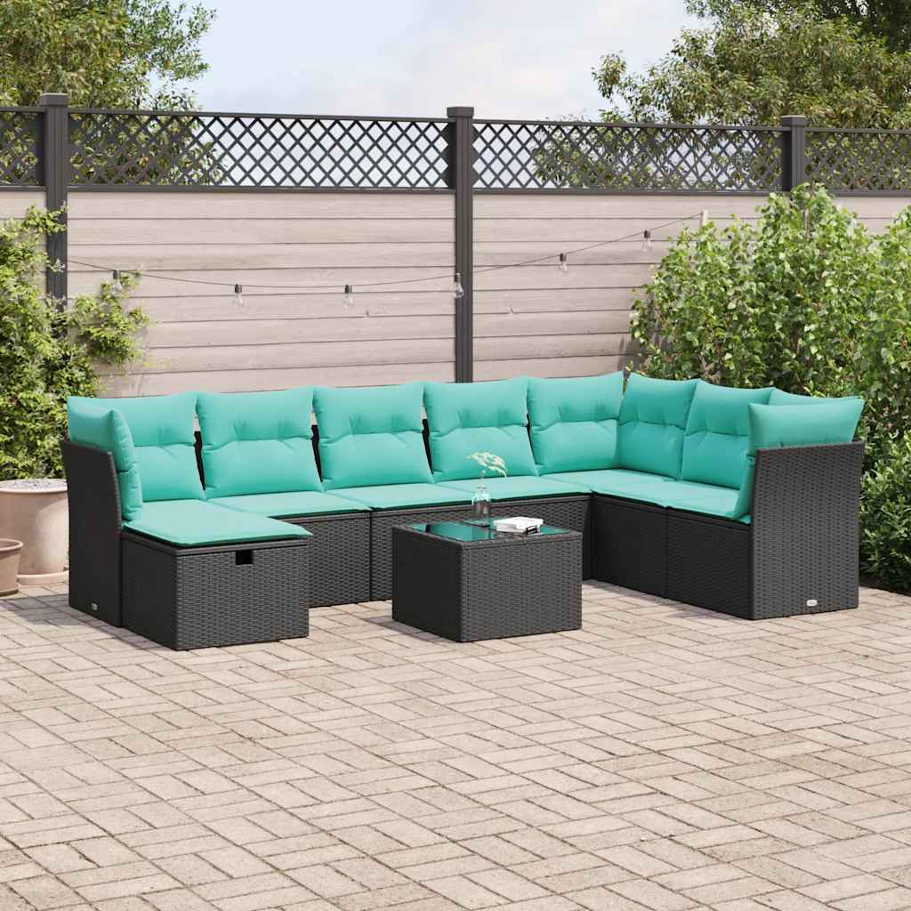 9-delige Loungeset met kussens poly rattan zwart is nu te koop bij PeponiXL, paradijselijk wonen!