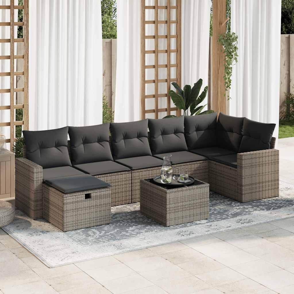 8-delige Loungeset met kussens poly rattan grijs is nu te koop bij PeponiXL, paradijselijk wonen!