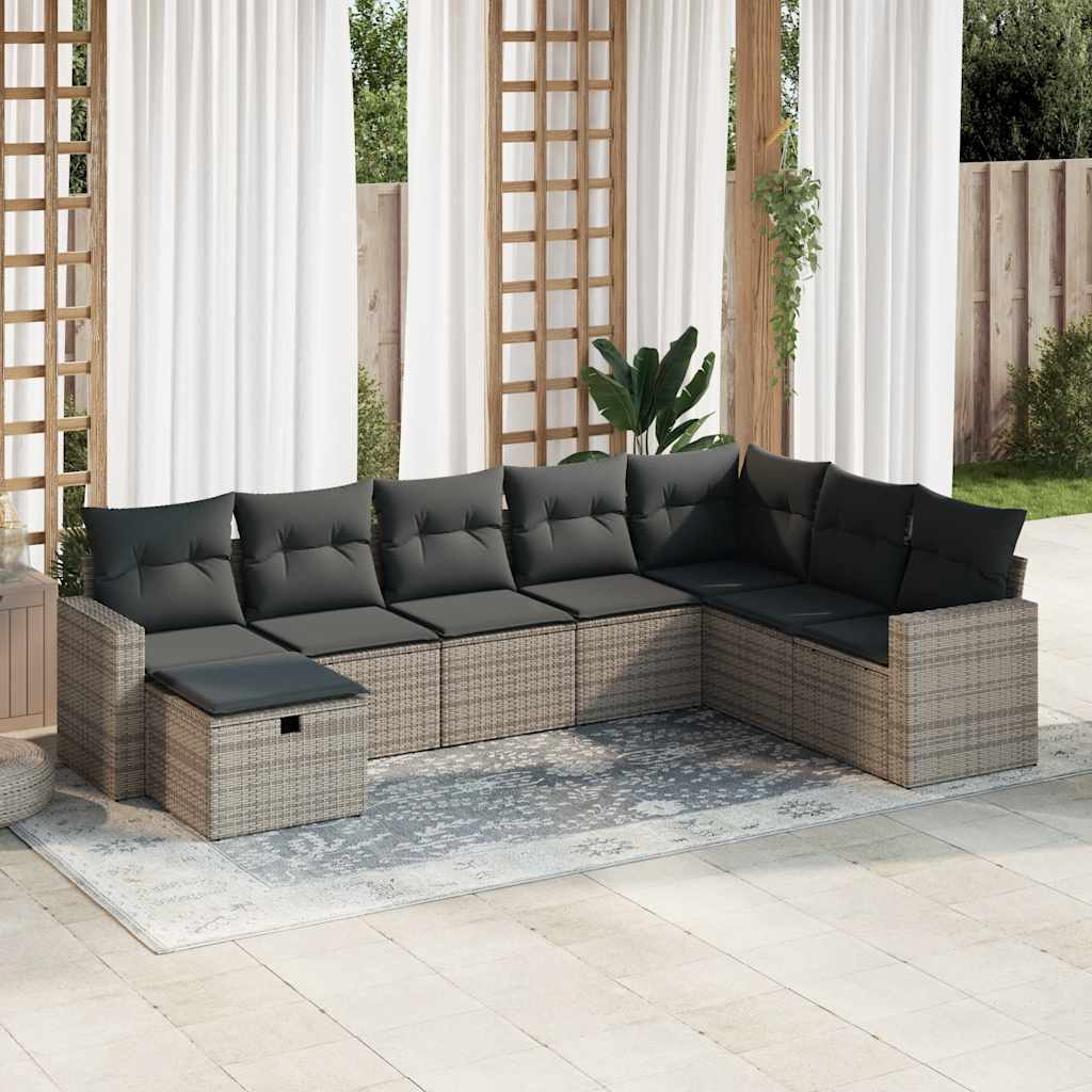 8-delige Loungeset met kussens poly rattan grijs is nu te koop bij PeponiXL, paradijselijk wonen!
