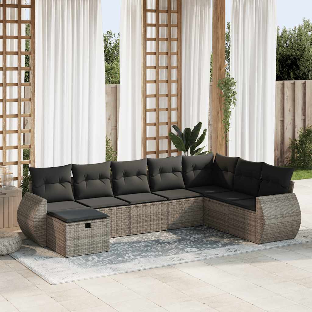 8-delige Loungeset met kussens poly rattan grijs is nu te koop bij PeponiXL, paradijselijk wonen!