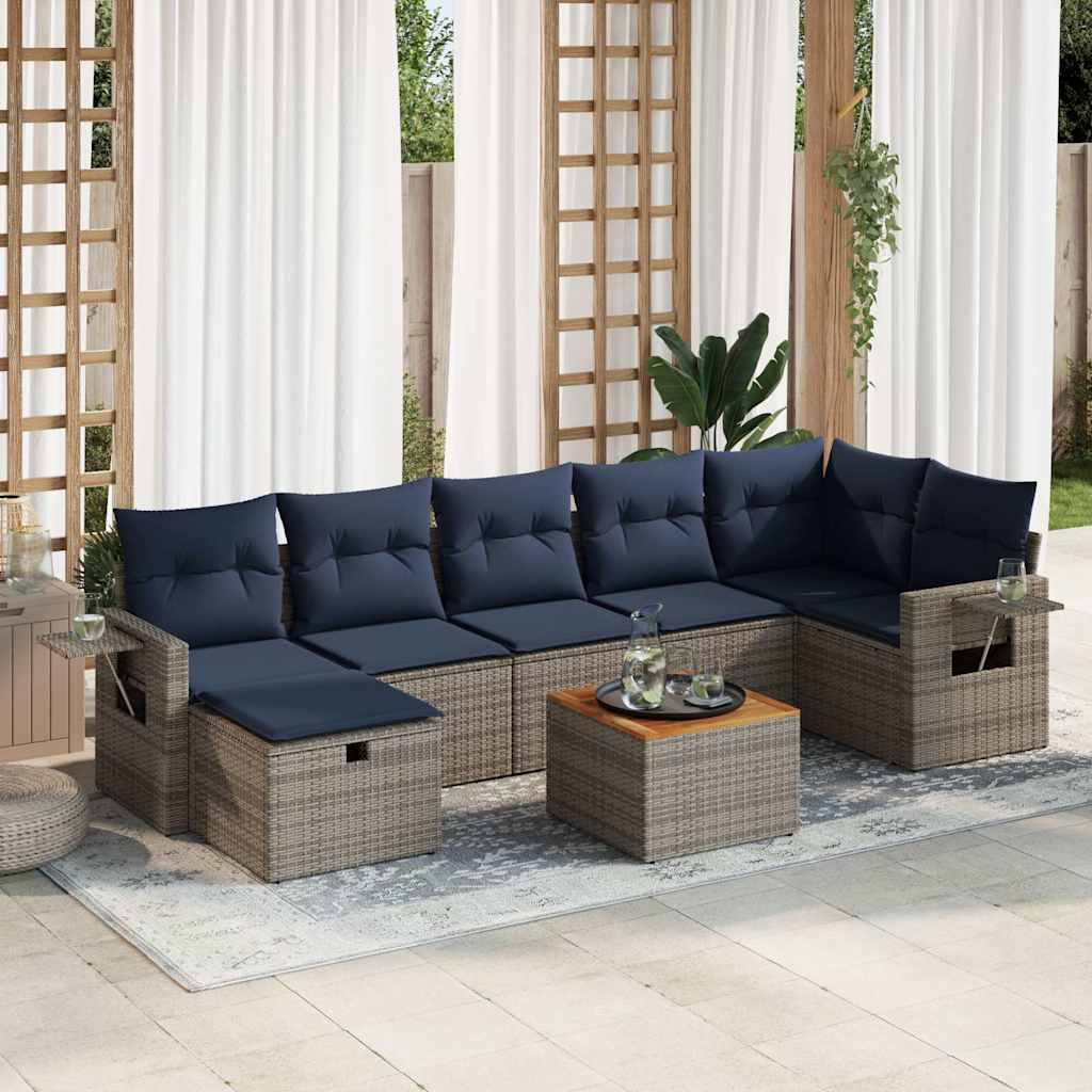 8-delige Loungeset met kussens poly rattan grijs is nu te koop bij PeponiXL, paradijselijk wonen!
