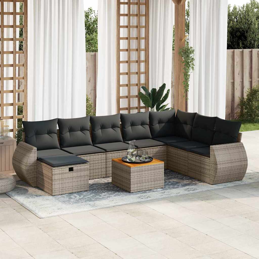 9-delige Loungeset met kussens poly rattan grijs is nu te koop bij PeponiXL, paradijselijk wonen!