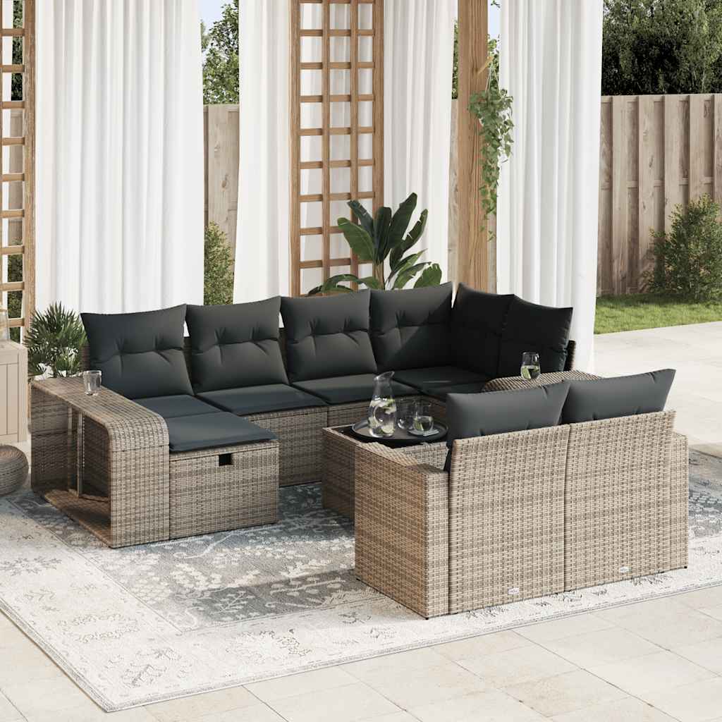 11-delige Loungeset met kussens poly rattan grijs is nu te koop bij PeponiXL, paradijselijk wonen!