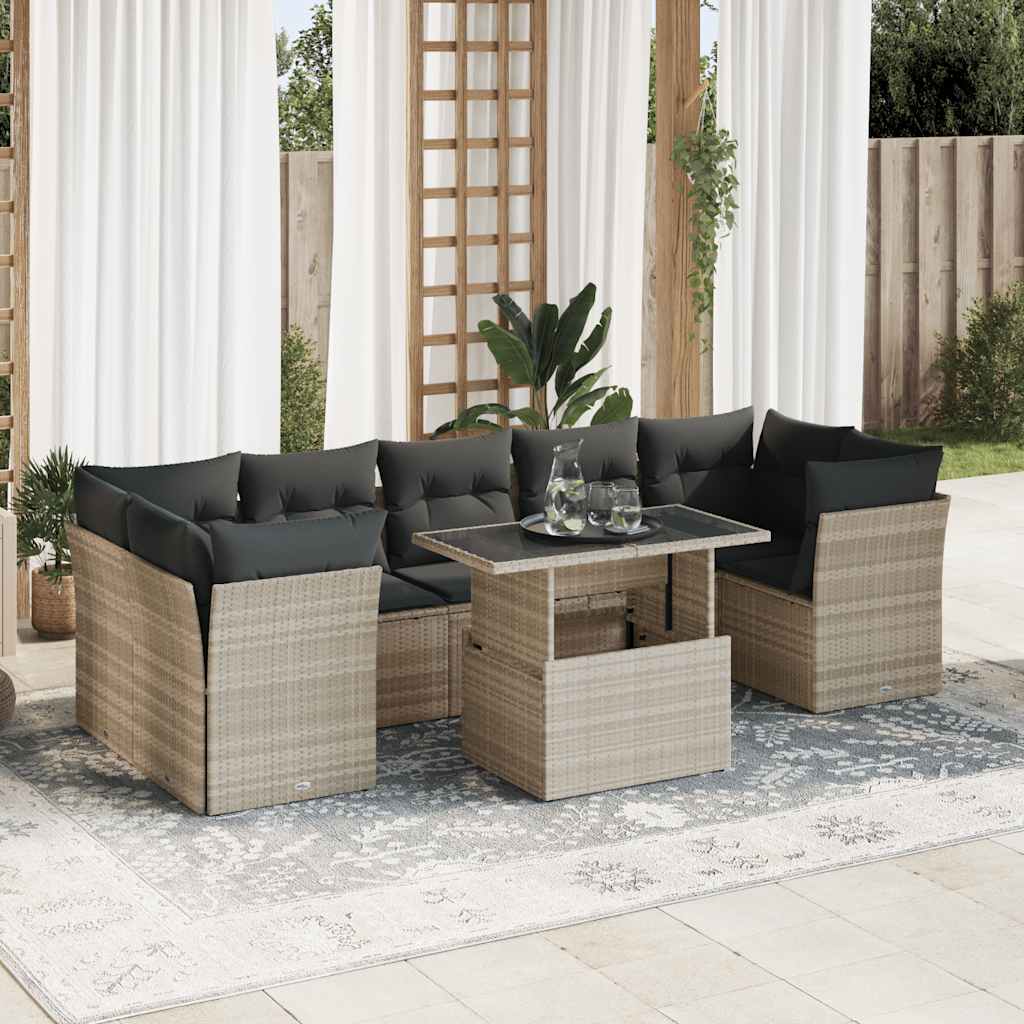 10-delige Loungeset met kussens poly rattan lichtgrijs is nu te koop bij PeponiXL, paradijselijk wonen!