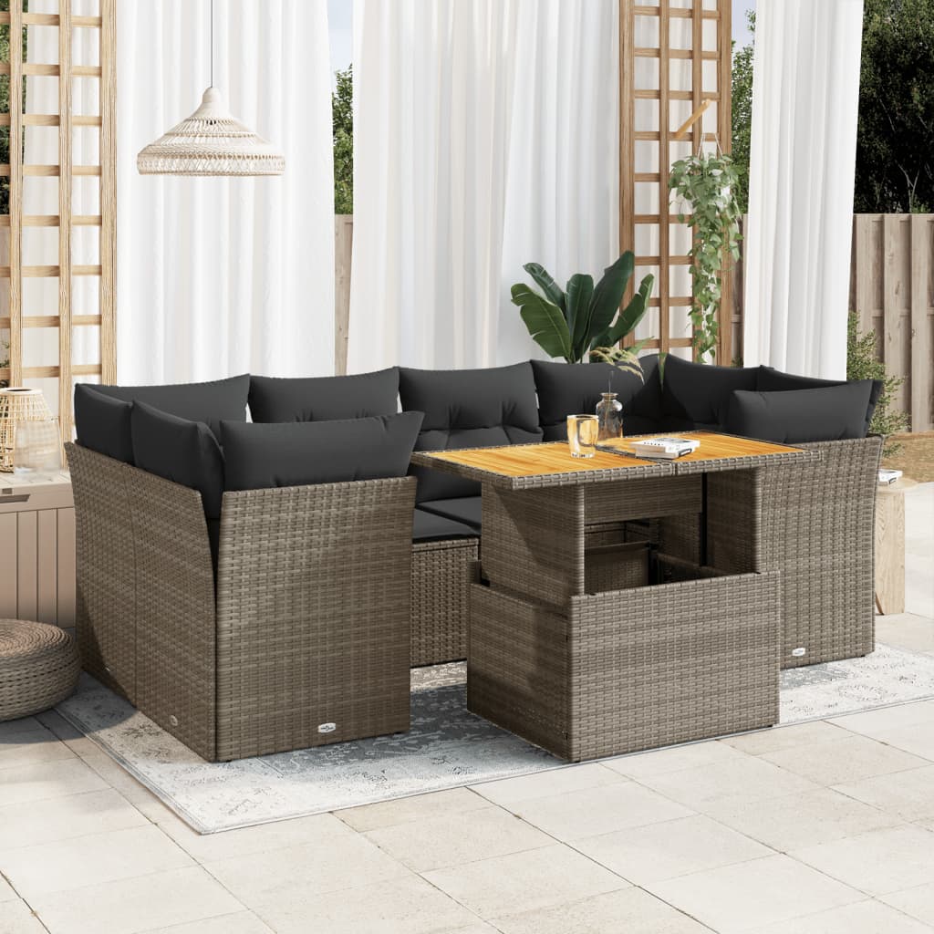 7-delige Loungeset met kussens poly rattan grijs is nu te koop bij PeponiXL, paradijselijk wonen!