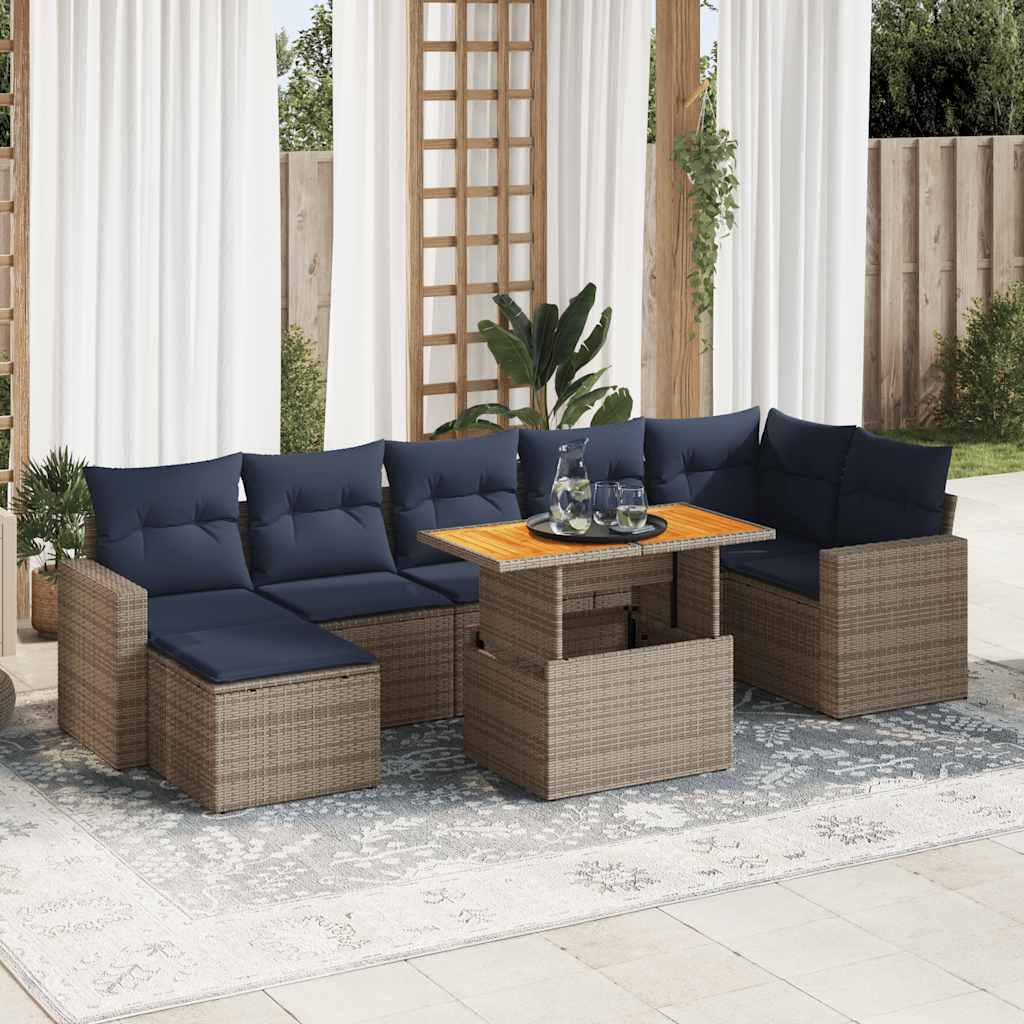 8-delige Loungeset met kussens poly rattan grijs is nu te koop bij PeponiXL, paradijselijk wonen!