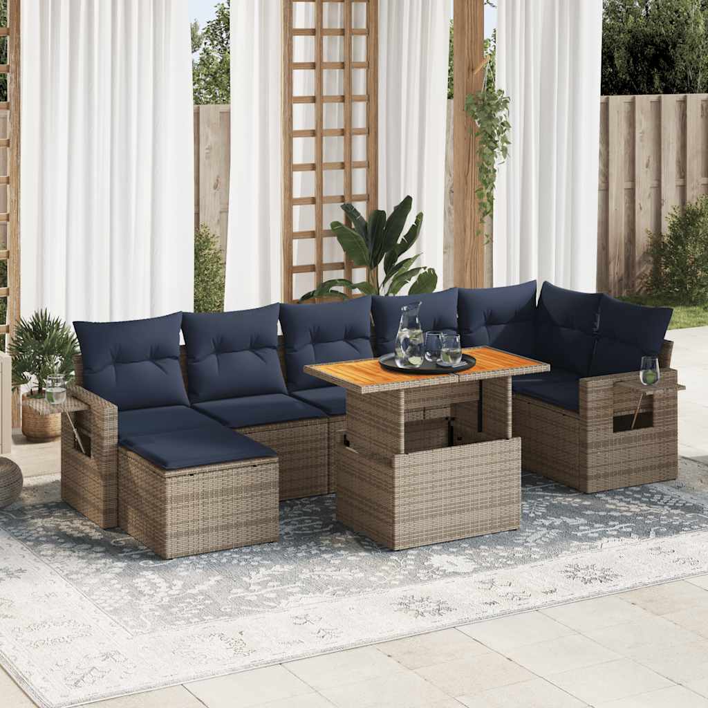 8-delige Loungeset met kussens poly rattan grijs is nu te koop bij PeponiXL, paradijselijk wonen!