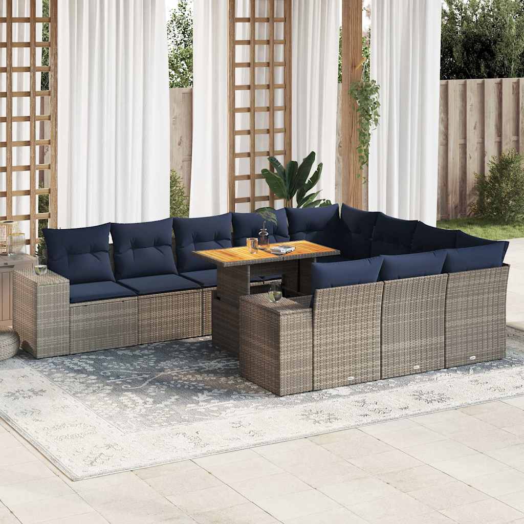 11-delige Loungeset met kussens poly rattan grijs is nu te koop bij PeponiXL, paradijselijk wonen!