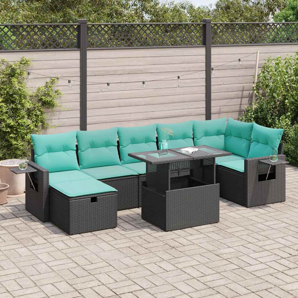 8-delige Loungeset met kussens poly rattan acacia grijs is nu te koop bij PeponiXL, paradijselijk wonen!