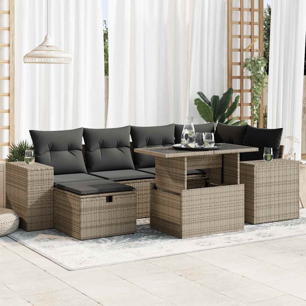 8-delige Loungeset met kussens poly rattan grijs is nu te koop bij PeponiXL, paradijselijk wonen!