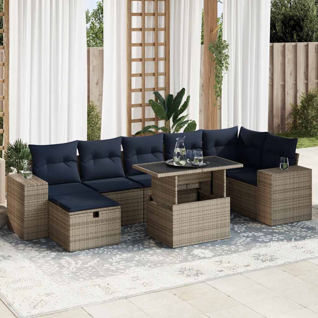 8-delige Loungeset met kussens poly rattan acacia bruin is nu te koop bij PeponiXL, paradijselijk wonen!