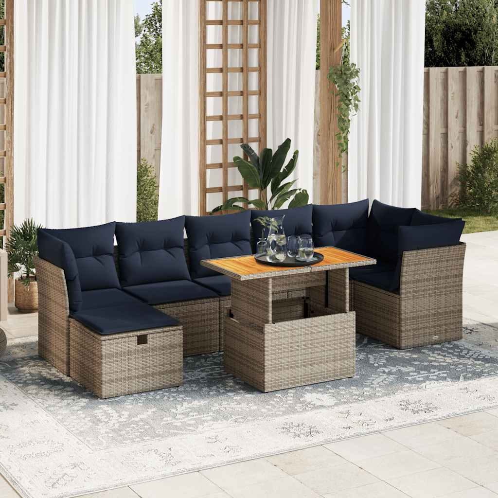 8-delige Loungeset met kussens poly rattan acacia bruin is nu te koop bij PeponiXL, paradijselijk wonen!