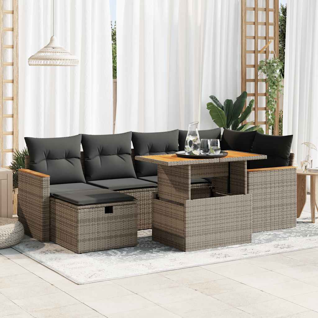 8-delige Loungeset met kussens poly rattan grijs is nu te koop bij PeponiXL, paradijselijk wonen!