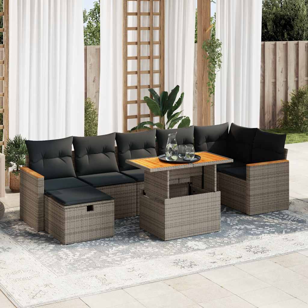 5-delige Loungeset met kussens poly rattan grijs is nu te koop bij PeponiXL, paradijselijk wonen!