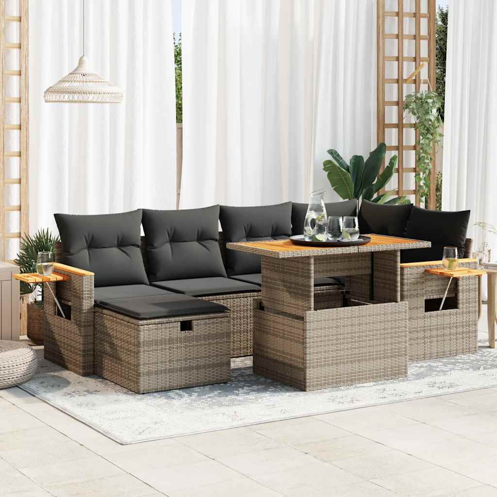 8-delige Loungeset met kussens poly rattan grijs is nu te koop bij PeponiXL, paradijselijk wonen!