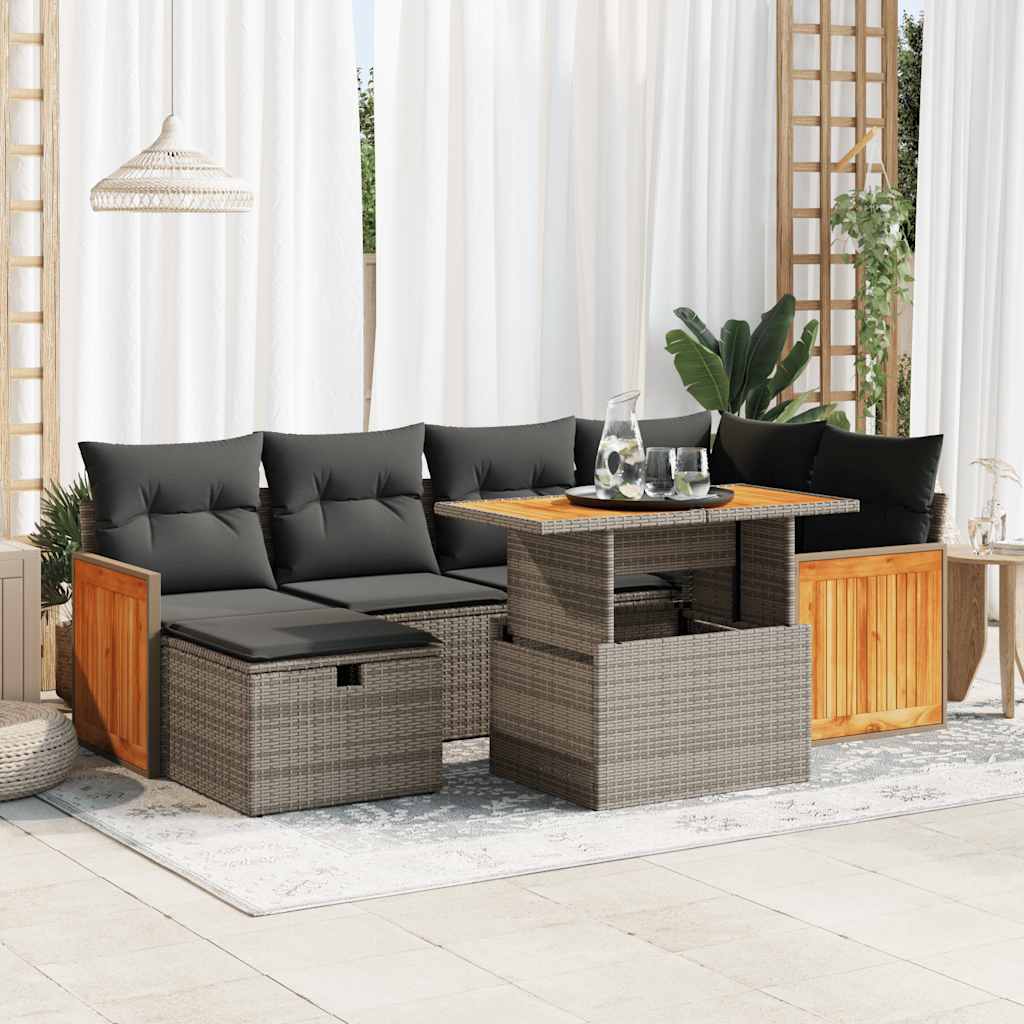8-delige Loungeset met kussens poly rattan grijs is nu te koop bij PeponiXL, paradijselijk wonen!