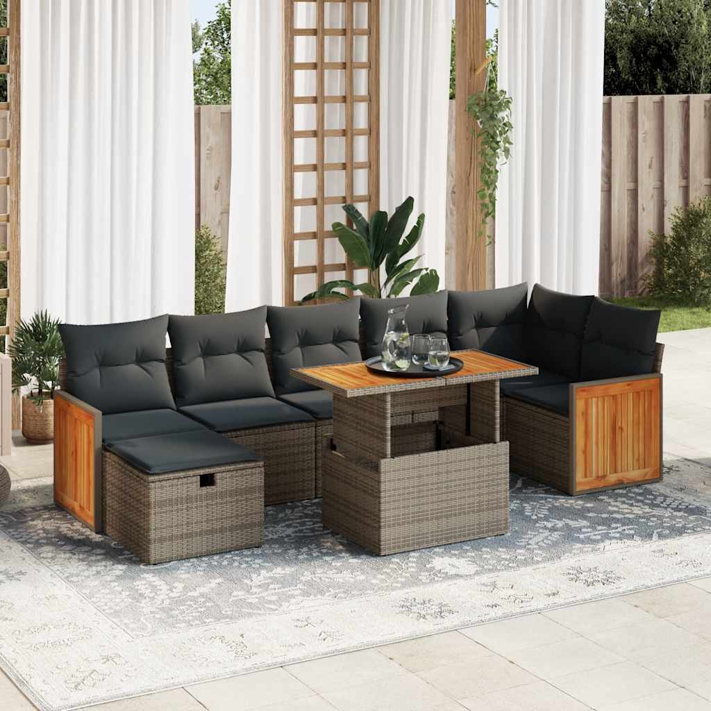 5-delige Loungeset met kussens poly rattan grijs is nu te koop bij PeponiXL, paradijselijk wonen!