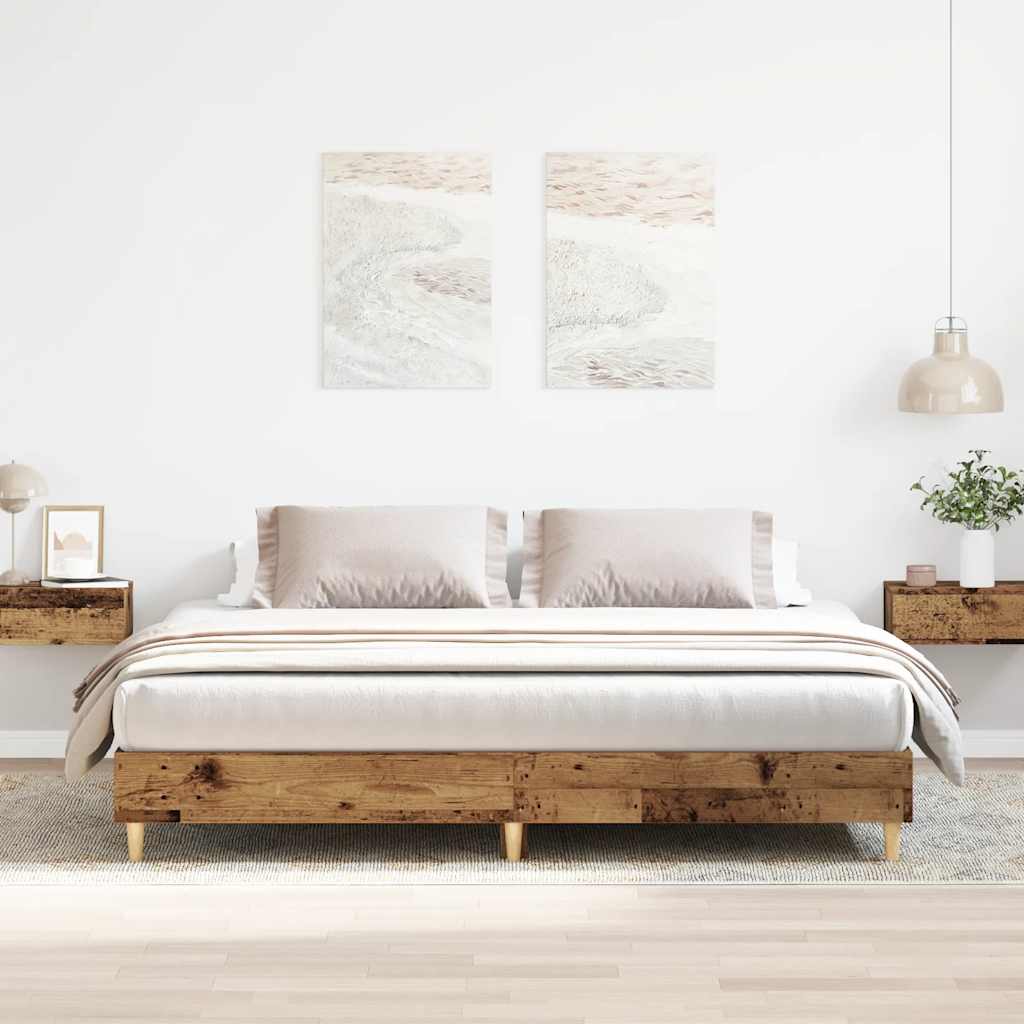 Bedframe zonder matras 200x200 cm spaanplaat bewerkt hout is nu te koop bij PeponiXL, paradijselijk wonen!