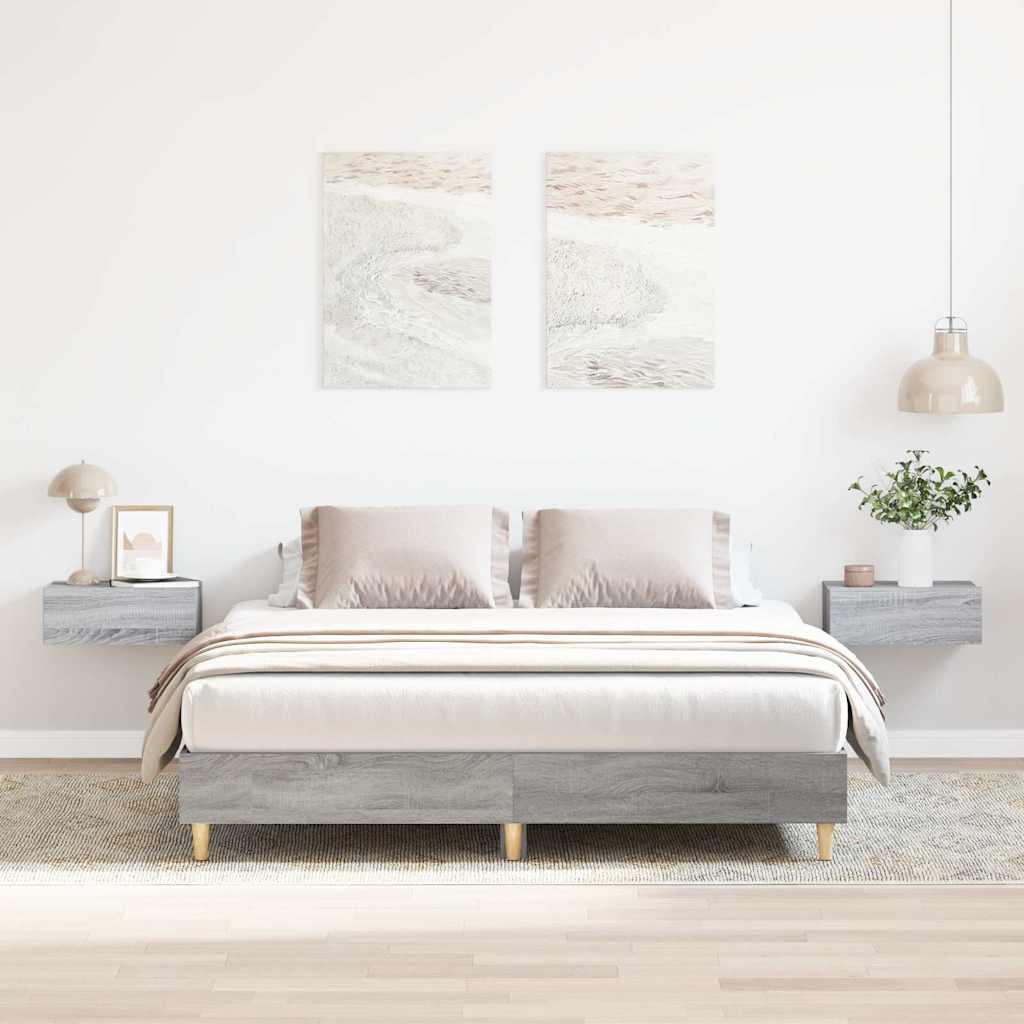 Bedframe zonder matras 150x200 cm spaanplaat grijs Sonoma is nu te koop bij PeponiXL, paradijselijk wonen!