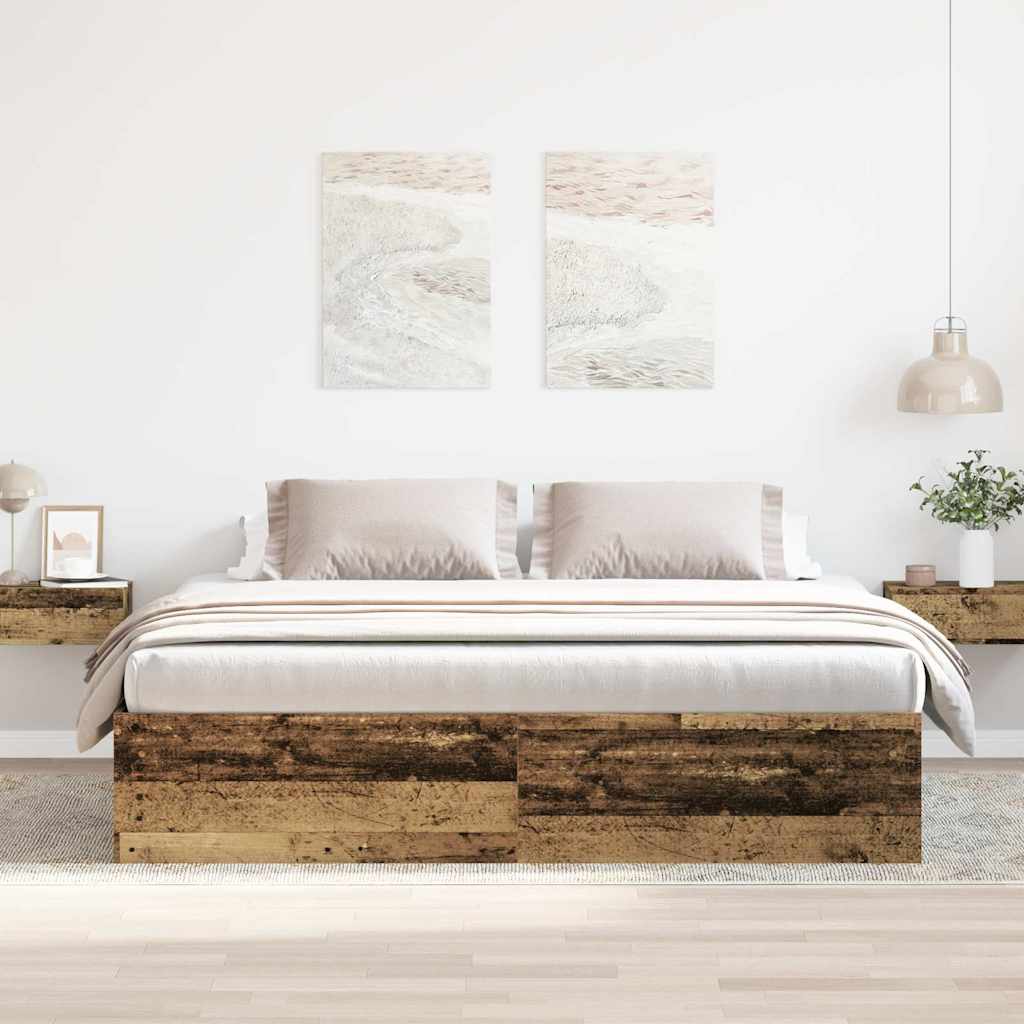 Bedframe zonder matras 180x200 cm bewerkt hout oud hout is nu te koop bij PeponiXL, paradijselijk wonen!