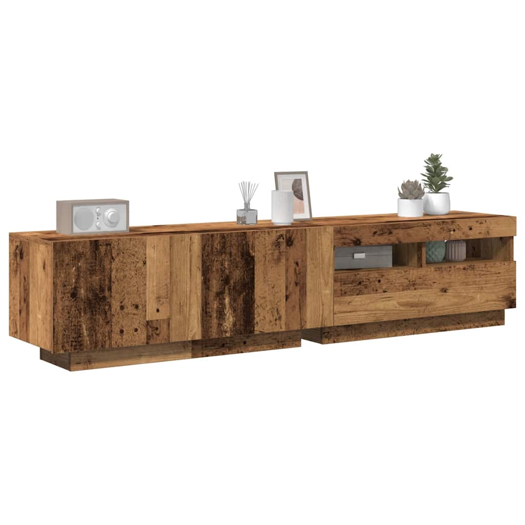 Tv-meubel met LED 180x35x40 cm bewerkt hout oud hout is nu te koop bij PeponiXL, paradijselijk wonen!