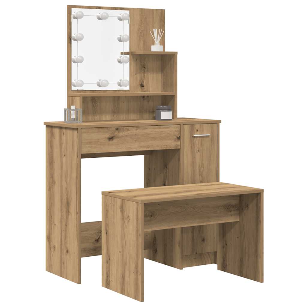 Kaptafelset met LED-verlichting bewerkt hout artisanaal eiken is nu te koop bij PeponiXL, paradijselijk wonen!