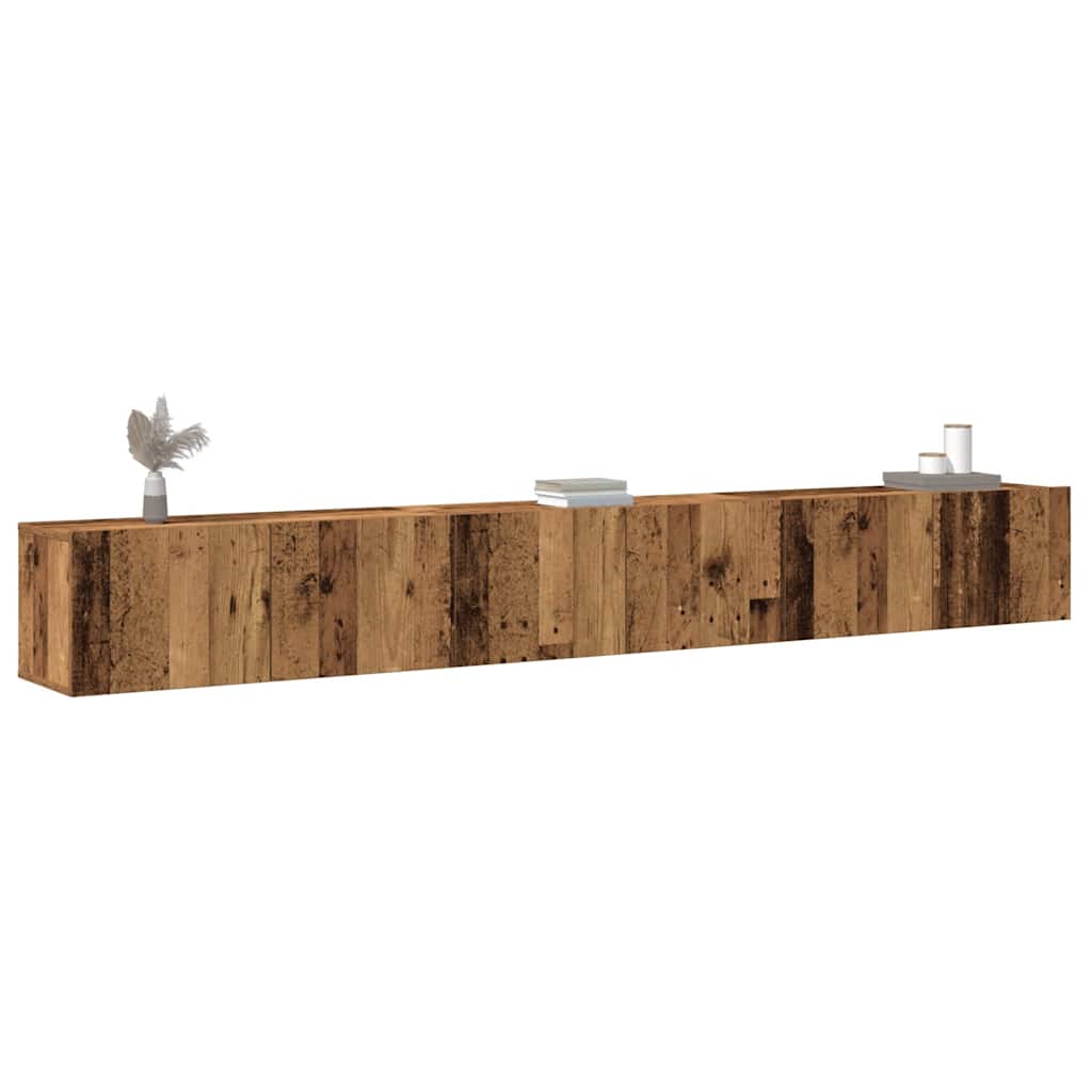 3-delig Tv-meubelset wandmontage bewerkt hout oud houtkleurig is nu te koop bij PeponiXL, paradijselijk wonen!