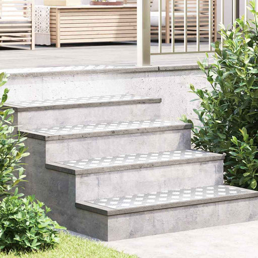 Trap Tread Rechthoekig 4 pcs Zilver 90 x 30 cm Aluminium is nu te koop bij PeponiXL, paradijselijk wonen!