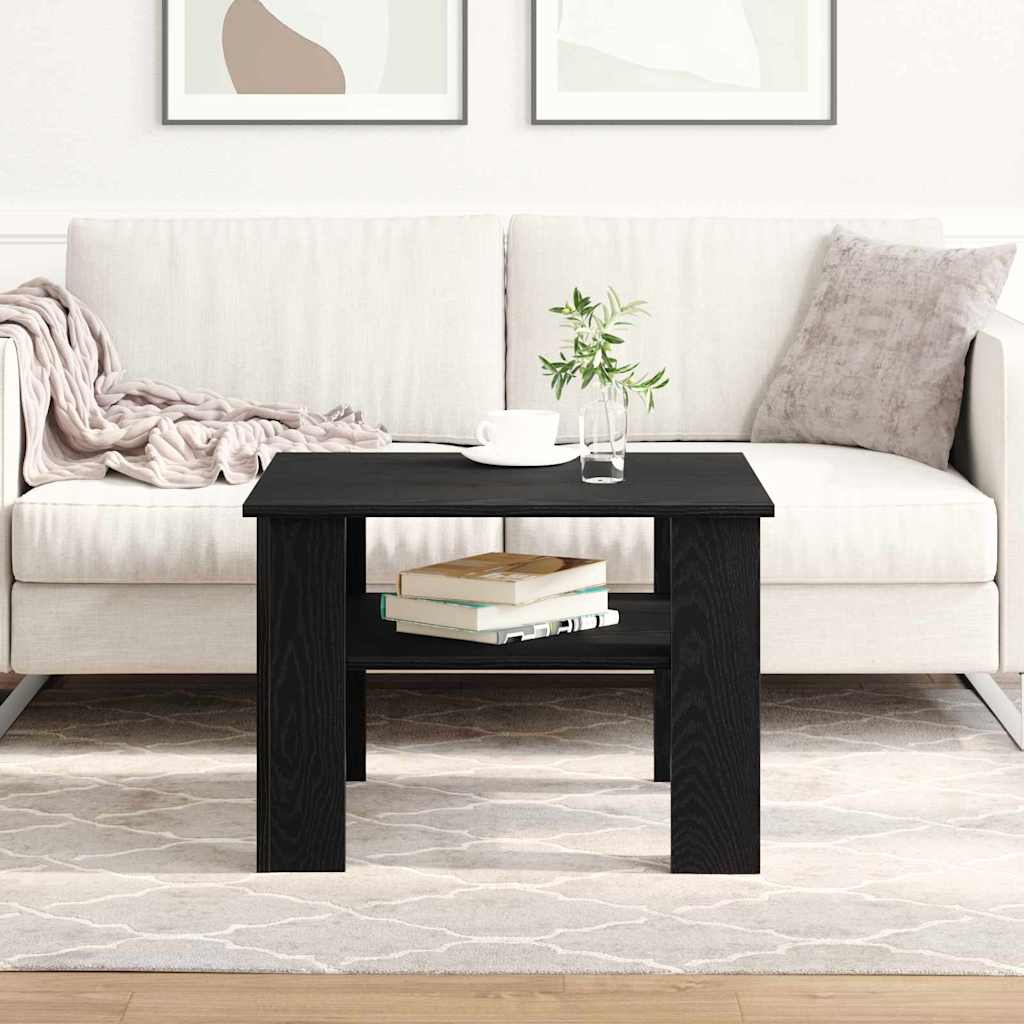 Salontafel Zwart Eiken 60 x 60 x 42 cm Bewerkt hout is nu te koop bij PeponiXL, paradijselijk wonen!