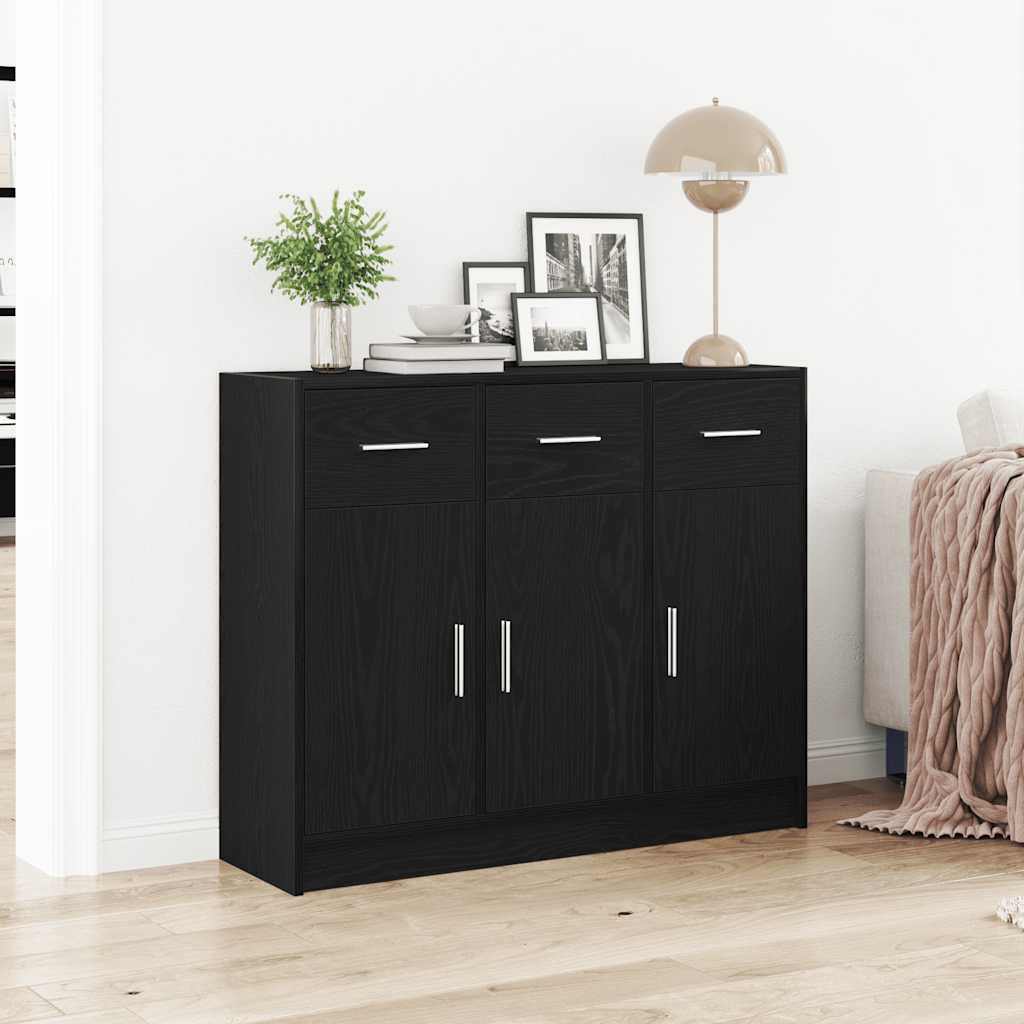 Dressoir Zwart Eiken 91x28x75 cm Engineered Wood is nu te koop bij PeponiXL, paradijselijk wonen!