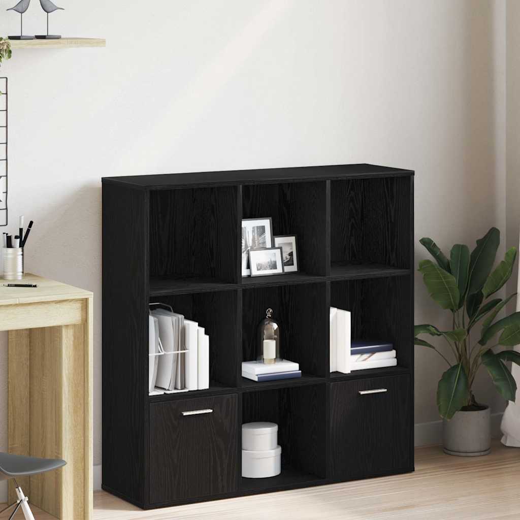 Boekenkast 98x29x97,5 cm bewerkt hout zwart eikenkleur is nu te koop bij PeponiXL, paradijselijk wonen!