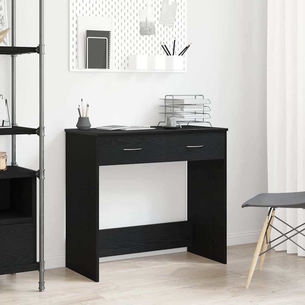 Bureau met lade Zwart Eiken 80 x 40 x 75 cm Bewerkt hout is nu te koop bij PeponiXL, paradijselijk wonen!