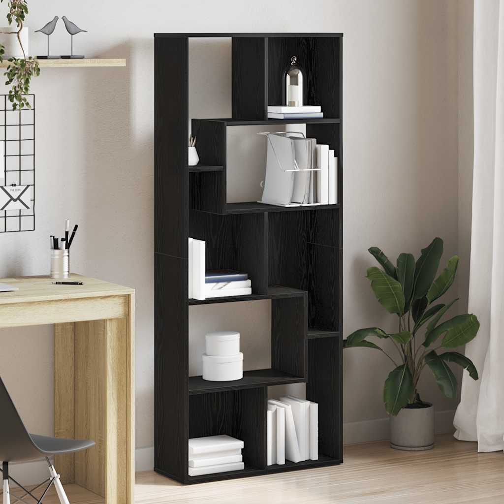 Boekenkast 67x24x161 cm bewerkt hout zwart eikenkleurig is nu te koop bij PeponiXL, paradijselijk wonen!