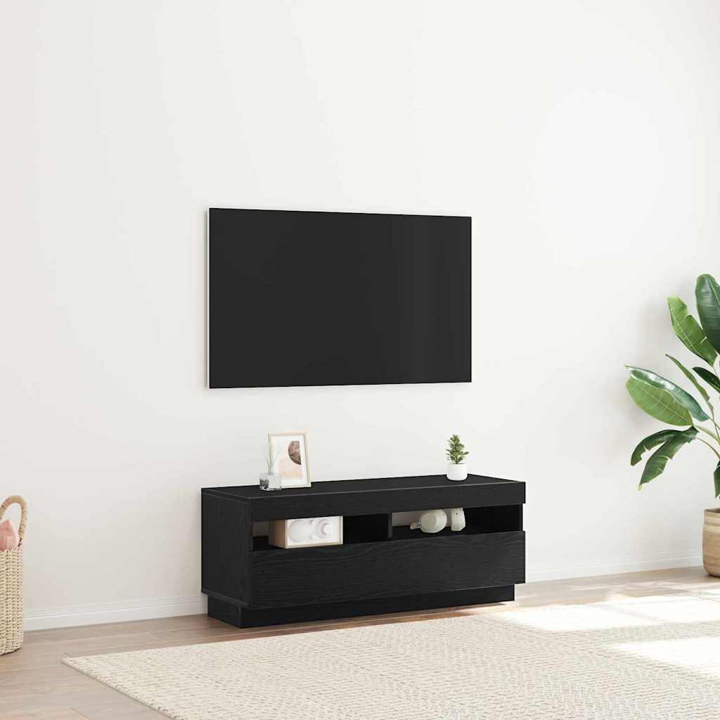 TV-kast Zwart Eiken 100 x 35 x 40 cm Bewerkt hout is nu te koop bij PeponiXL, paradijselijk wonen!