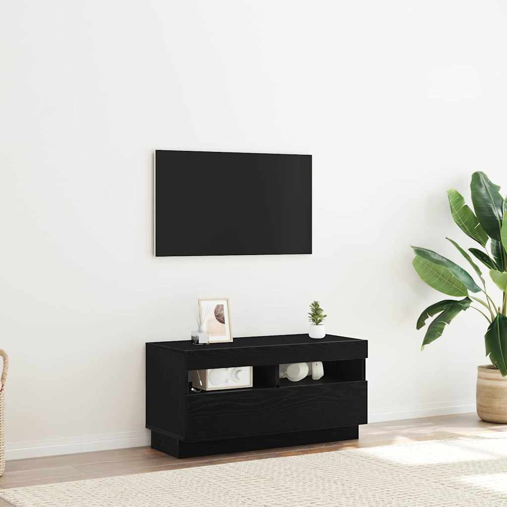 TV-kast Zwart Eiken 80 x 35 x 40 cm Bewerkt hout is nu te koop bij PeponiXL, paradijselijk wonen!