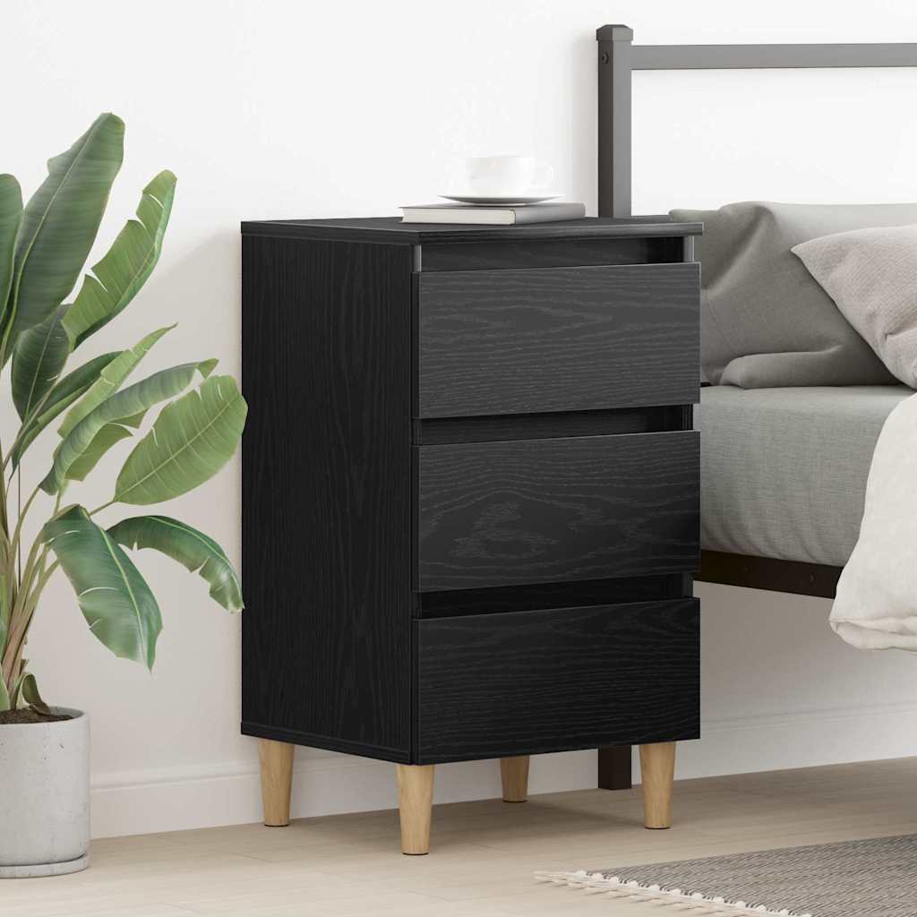 Nachtkastje met lade Zwart Eiken 40 x 35 x 69 cm Bewerkt hout is nu te koop bij PeponiXL, paradijselijk wonen!