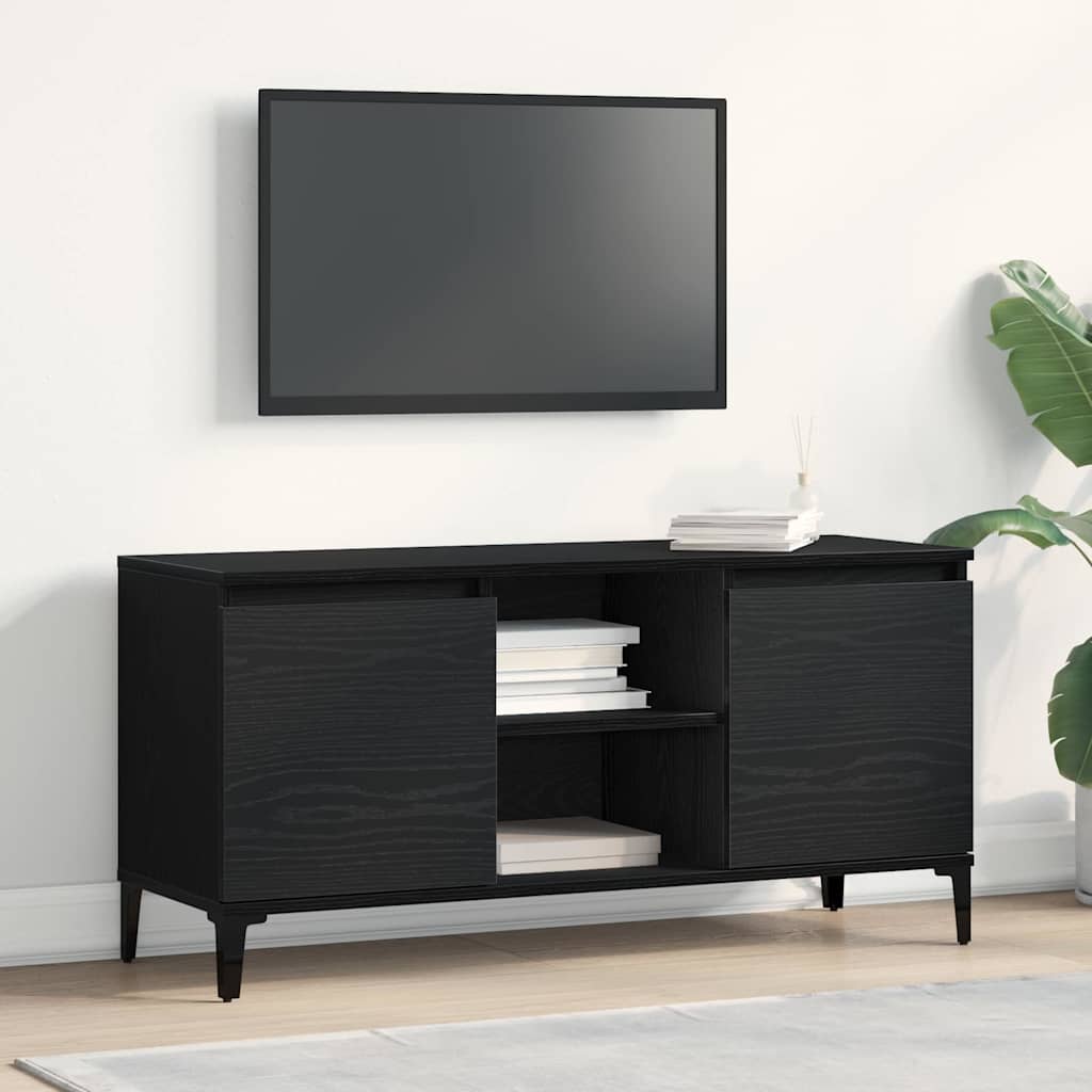 TV-kast Zwart Eiken 102 x 35 x 50 cm Bewerkt hout is nu te koop bij PeponiXL, paradijselijk wonen!