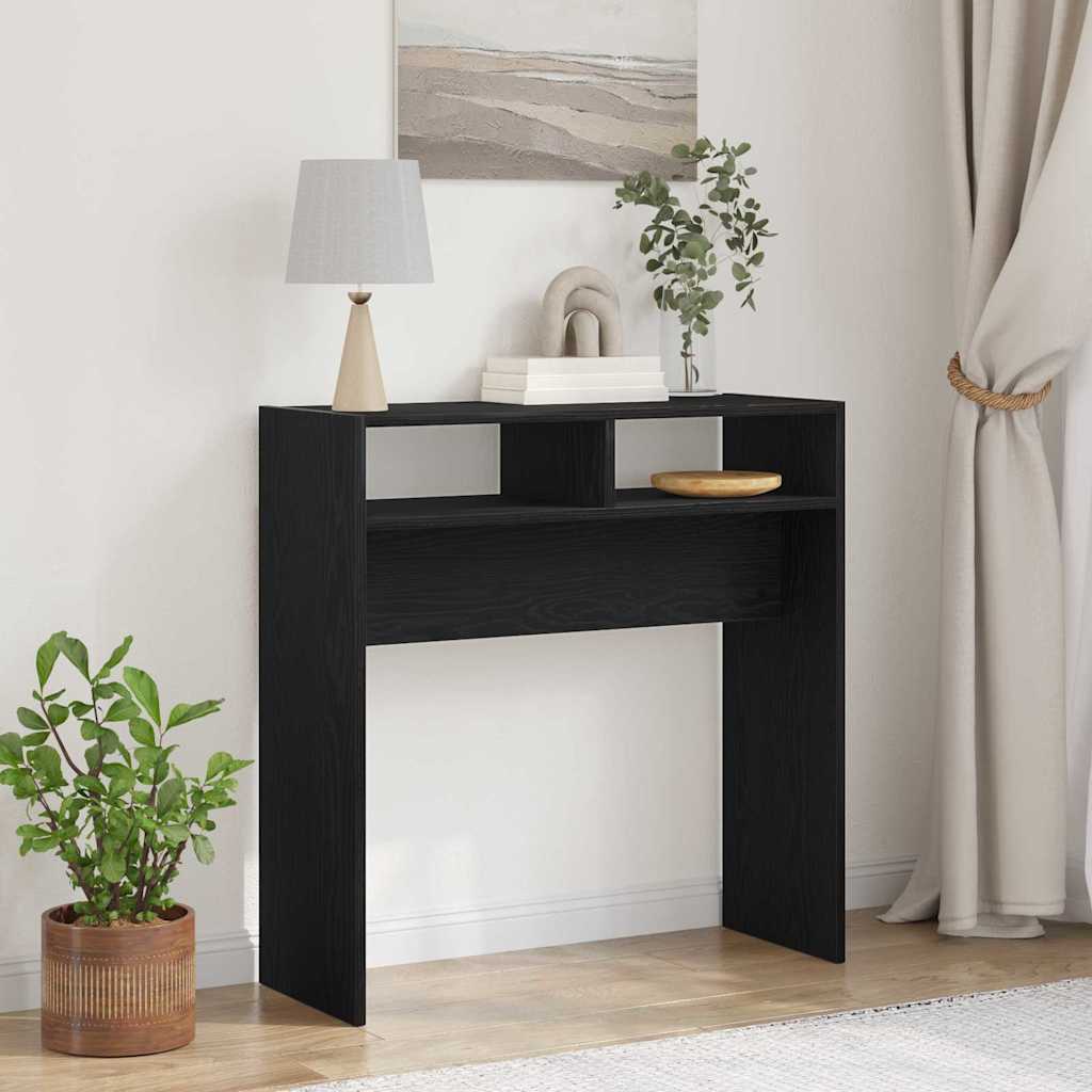 Wandtafel Zwart Eiken 78 x 30 x 80 cm Bewerkt hout is nu te koop bij PeponiXL, paradijselijk wonen!