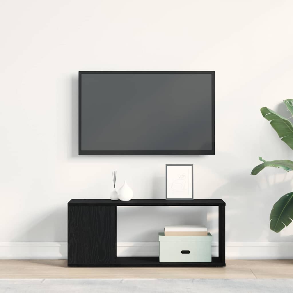 Tv-meubelset Zwart Eiken 80 x 24 x 32 cm Bewerkt hout is nu te koop bij PeponiXL, paradijselijk wonen!