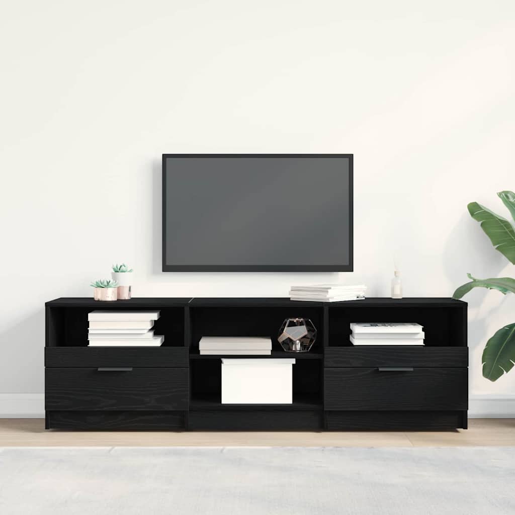 TV-kast met lade Zwart Eiken 150 x 33,5 x 45 cm Bewerkt hout is nu te koop bij PeponiXL, paradijselijk wonen!
