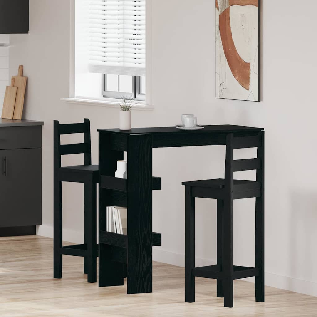 Wandbar Tafel Zwart Eiken 102 x 45 x 103,5 cm Bewerkt hout is nu te koop bij PeponiXL, paradijselijk wonen!